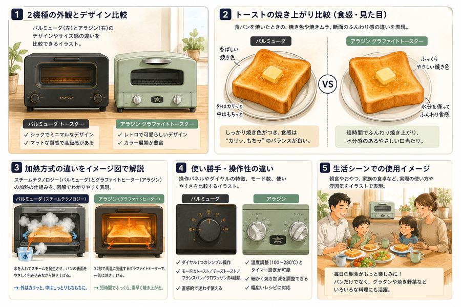 パンが激変！バルミューダとアラジン焼き上がり実食比較