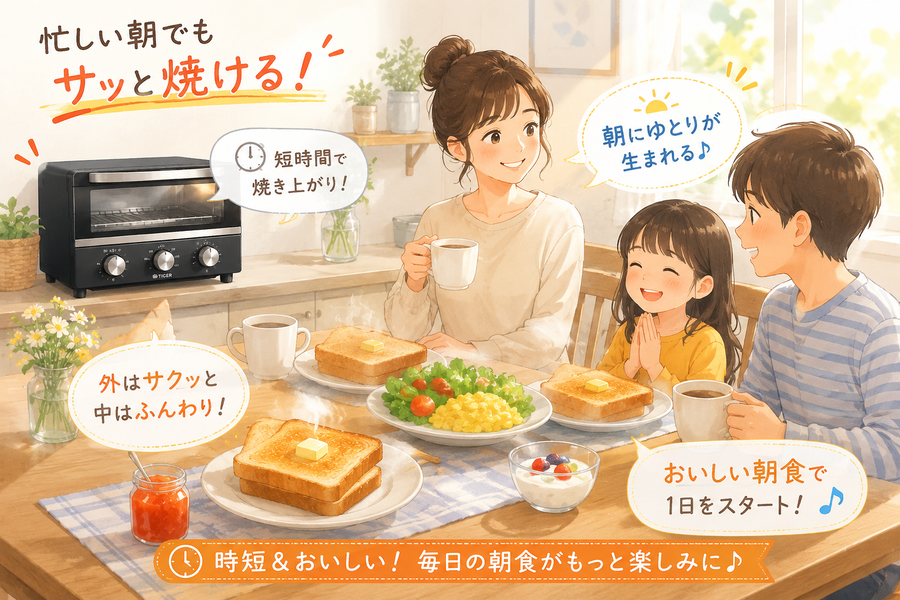 朝食テーブルと時短イメージ